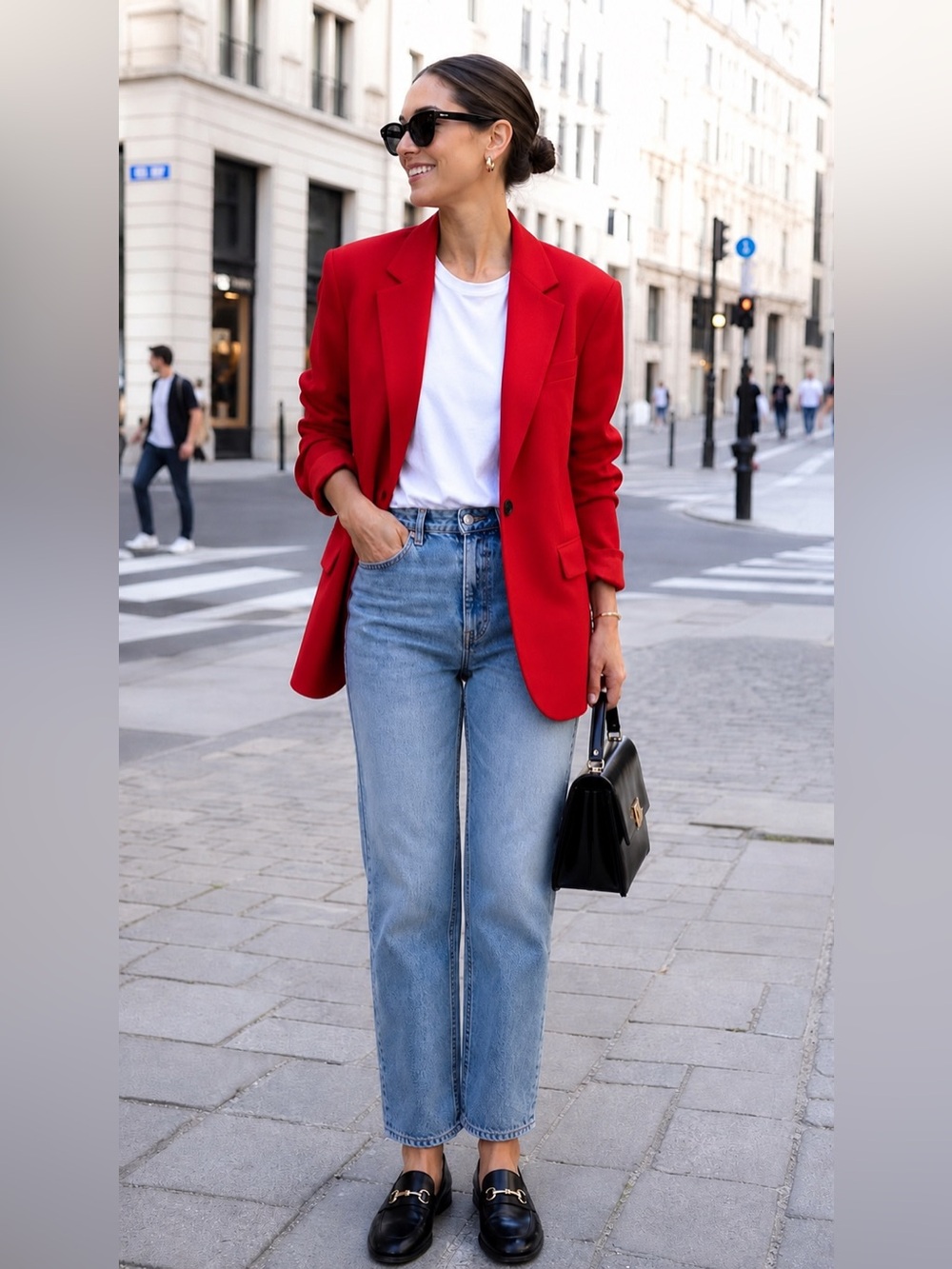 Theory Classic Single Breasted Red Blazer Size 8 Romantic Career Quiet Luxury - Picture 2 of 12